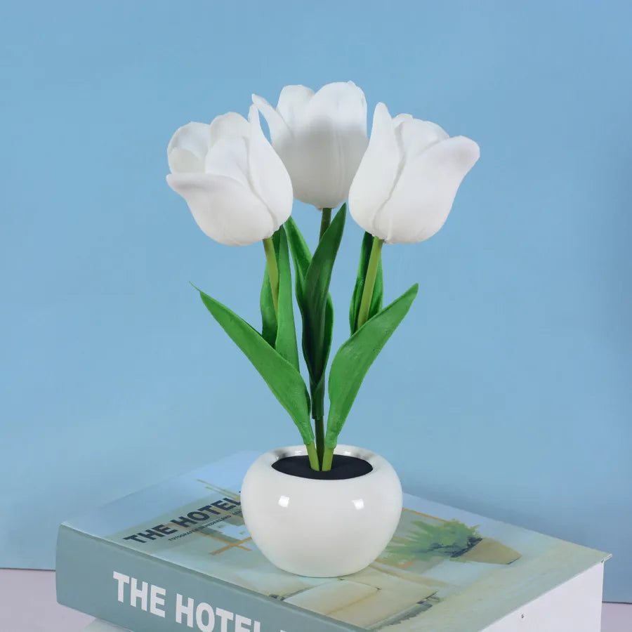 Decorative Table Lamp Glass Shade Wooden Base In Antique White Finish