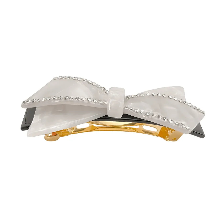 EManco French Light Luxury Retro Flowing Diamond-Studded Bow Hair Clip Socialite Temperament New Hairpin Elegant Hair Accessory