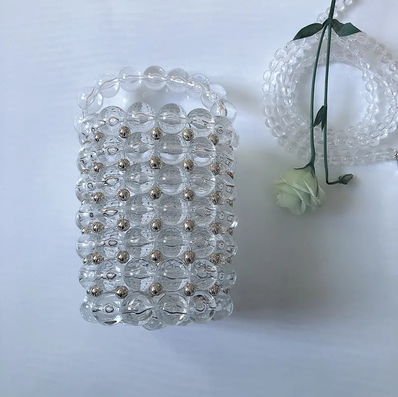 Women's Small Arylic Geometric Streetwear Beading Bucket Open Bucket Bag