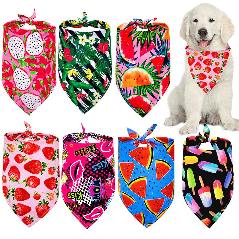 pet triangular scarf summer fruit series dog saliva towel large, medium and small pets bib hot wholesale