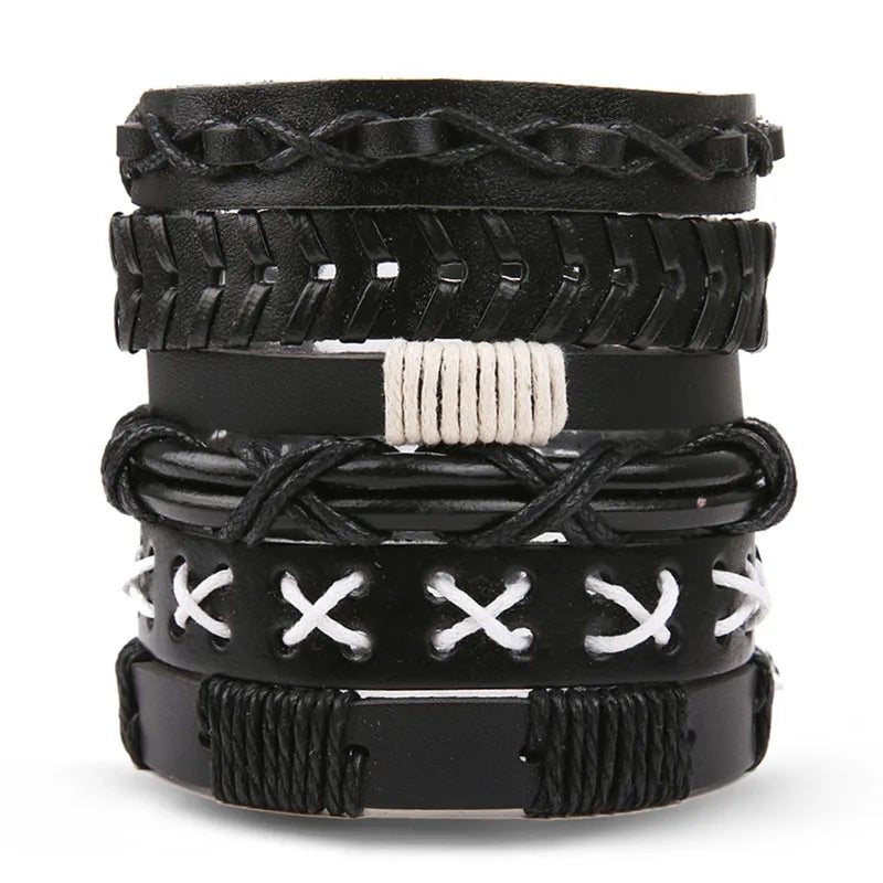 hip-hop solid color pu leather men's bangle 1 piece