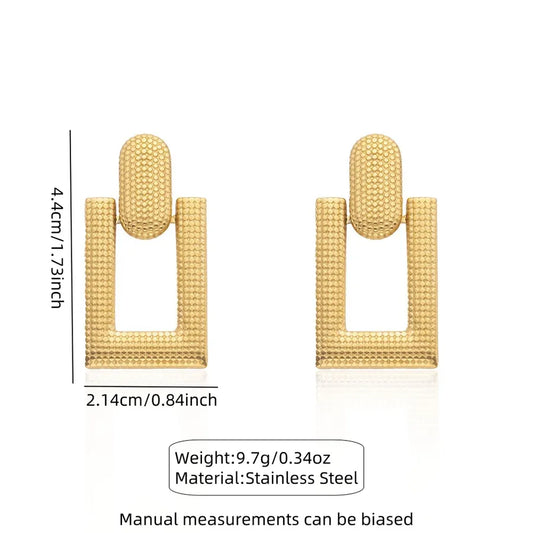 1 Pair Casual Elegant Hip-Hop Quadrilateral Oval Hollow Out 304 Stainless Steel Imitation Gold  Ear Studs
