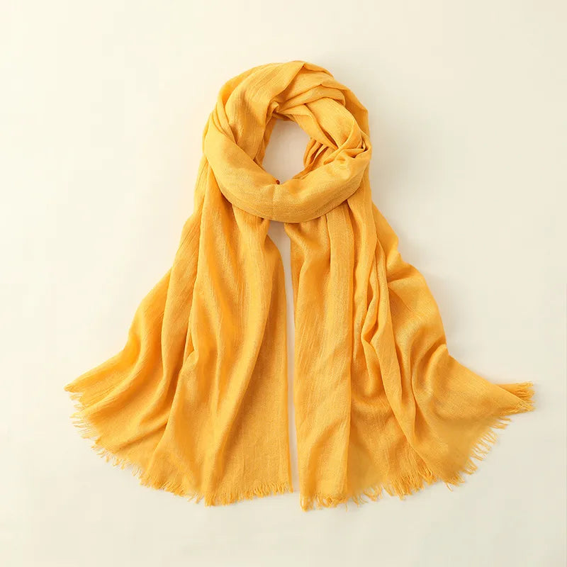 women's elegant solid color cotton silk scarves