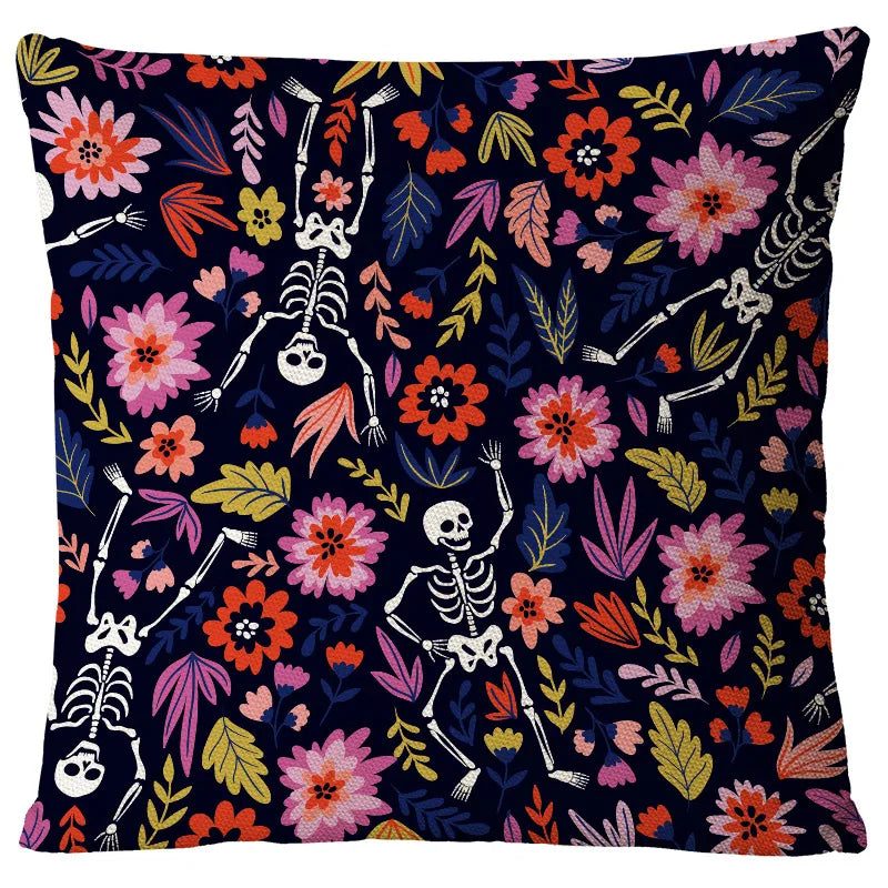 casual halloween pattern linen pillow cases