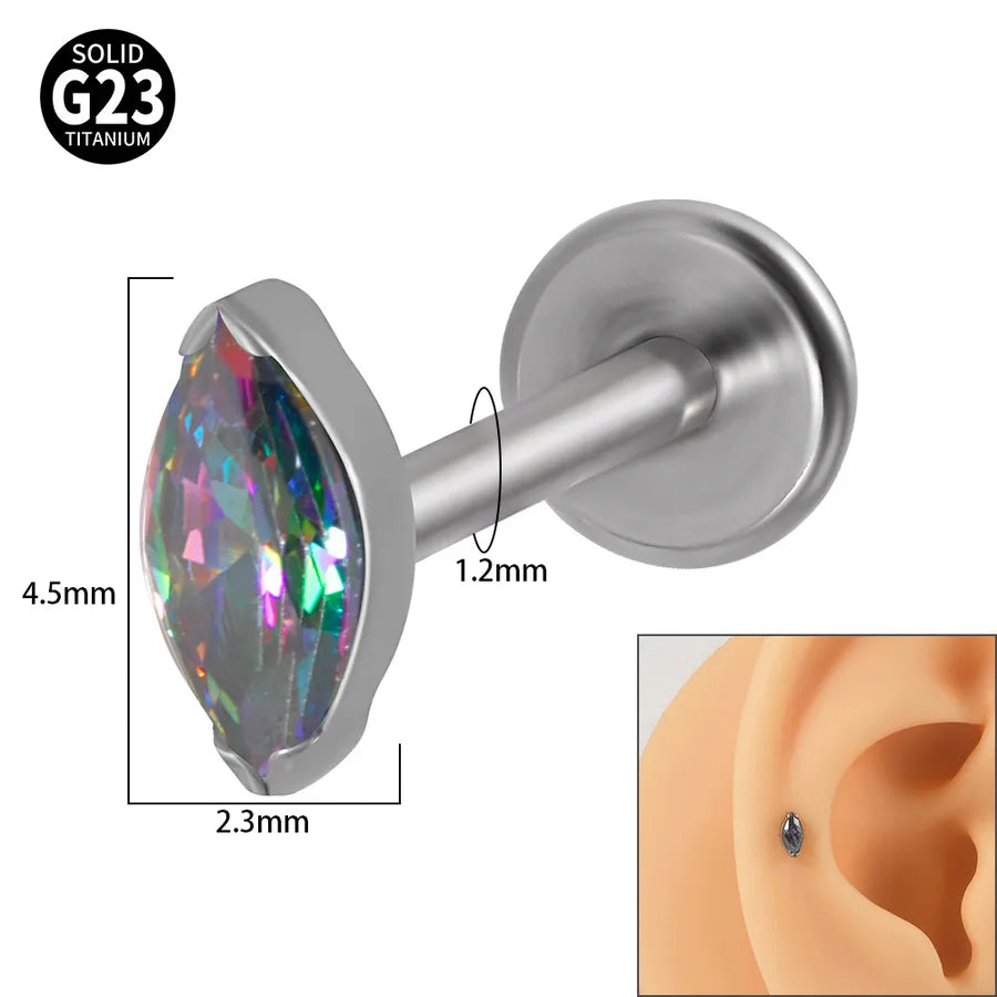 1 Piece Lip Rings Classic Style Colorful Water Droplets G23 Titanium Synthetic opal Zircon Inlay Synthetic opal Zircon