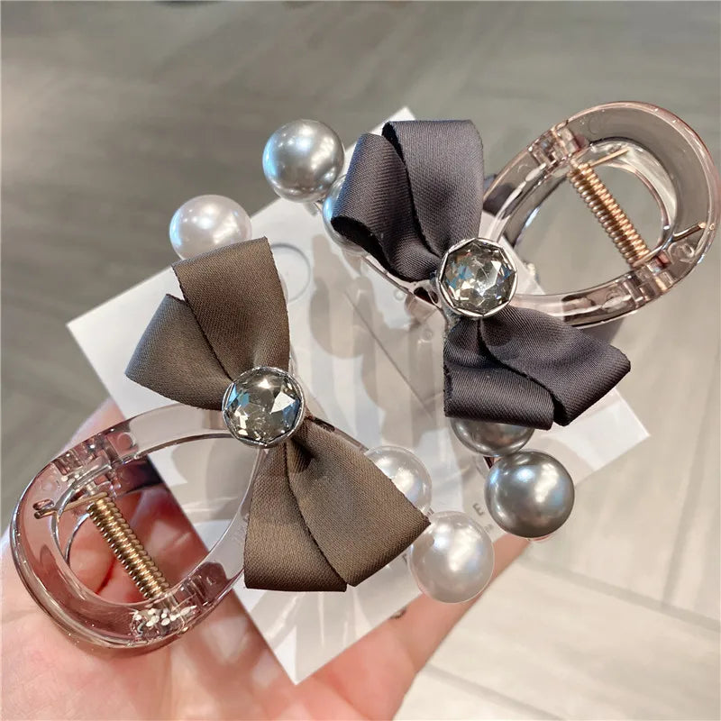 Chic French Style Pearl Hair Clip Gentle Butterfly Knot Updo Shark Bite Women's Hair Accessories Elegant Lady's Hairpin