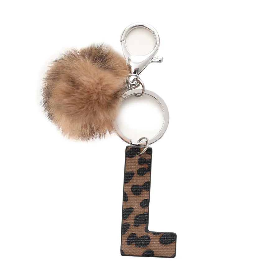 retro leopard pu leather bag pendant keychain