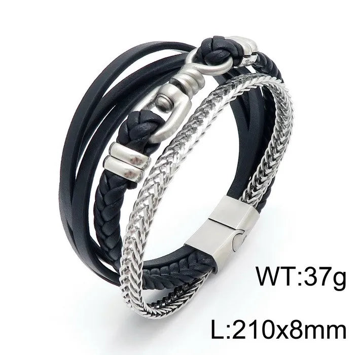 Vintage Style Punk Geometric Titanium Steel Plating 18K Gold Plated Men's Bracelets