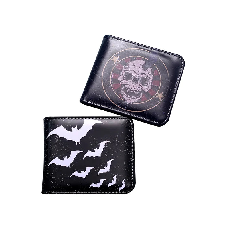 Men's Bat Skull PVC Open Wallets
