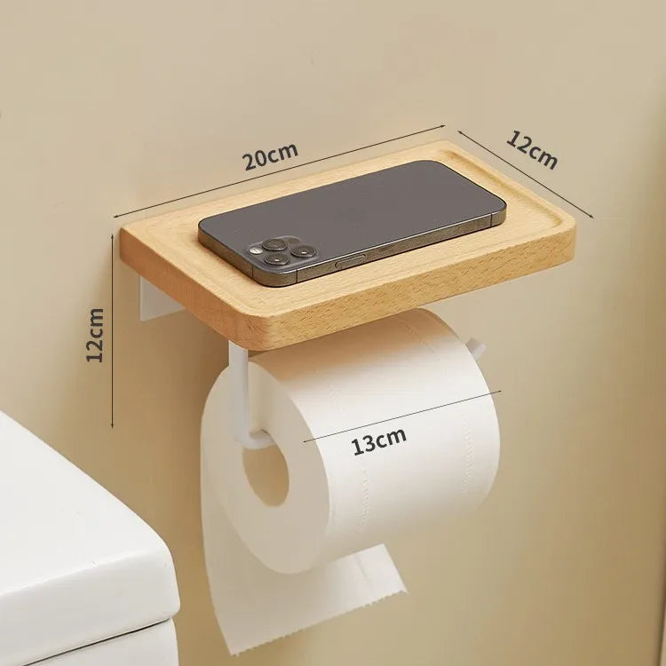 Classical Solid Color Wood Aluminium Alloy Tissue Holder