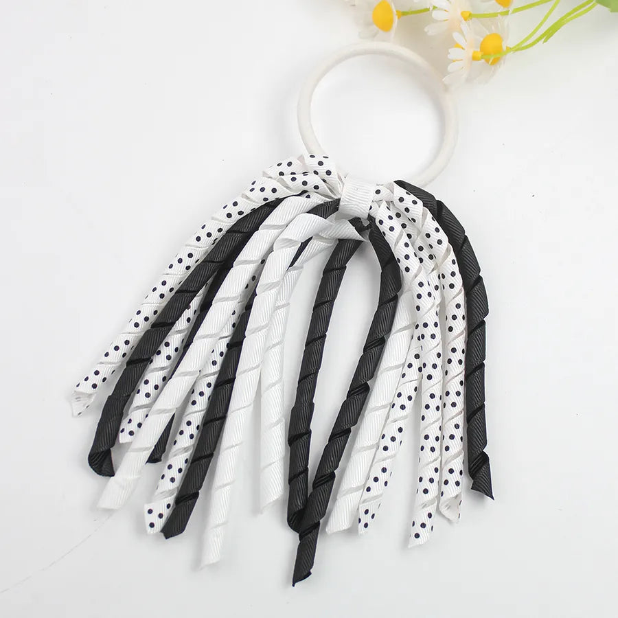 explosions girls' hair accessories wave point printing roll belt head rope rubber band children's accessories long ponytail hair accessories wholesale