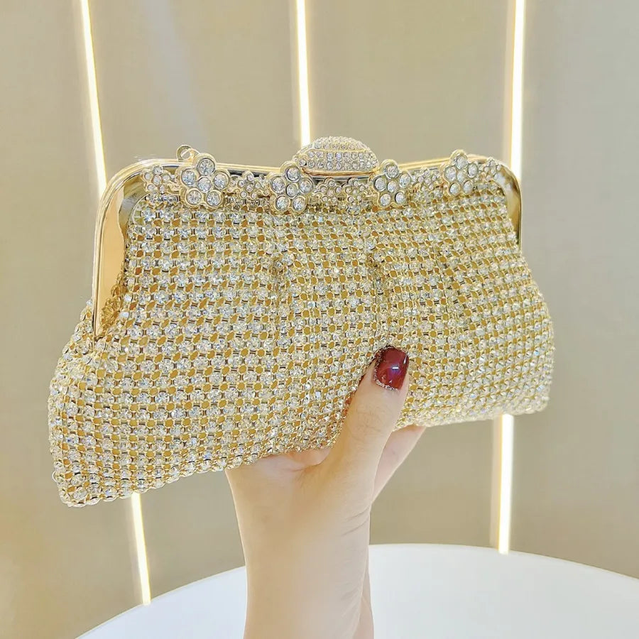 New Retro Luxury Women's Handbag Dinner Clutch Small Shoulder Crossbody Bag Elegant Square Shape Polyester Platinum Bag