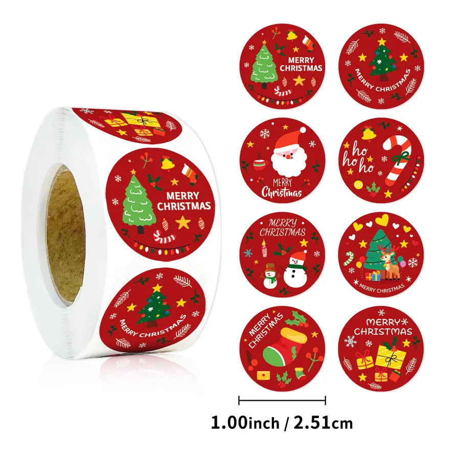 Red Christmas Joy Roll Stickers 500 Sheets Cute Style Scrapbooking Sealing Sticker Holiday Cheerful New Arrival