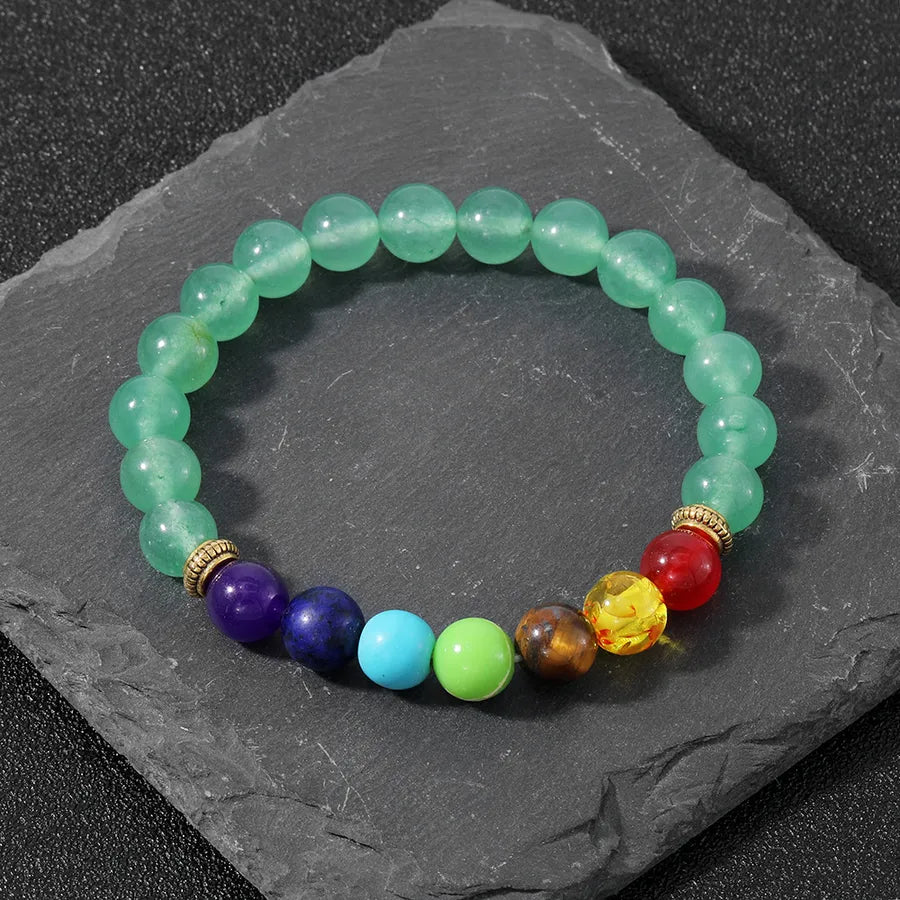 Factory direct supply colorful natural stone yoga bracelet lava volcanic stone woven elastic bracelet  hot sale