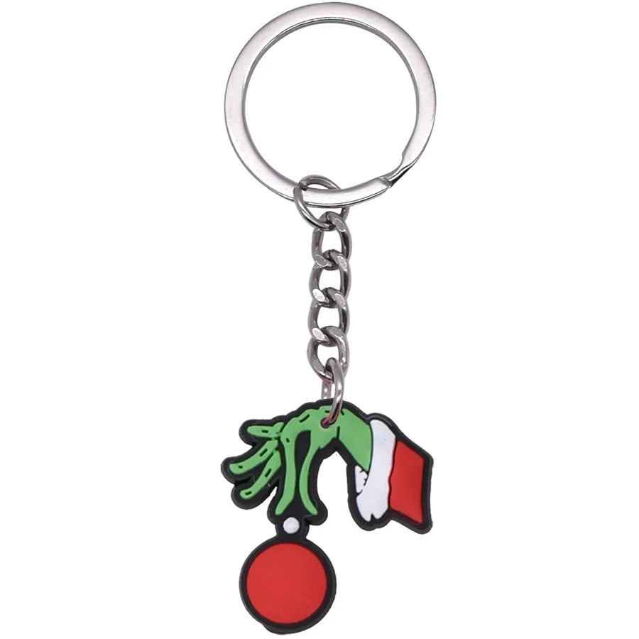Cartoon Style Cartoon Character Christmas Hat Christmas Socks PVC Metal Christmas Women's Bag Pendant Keychain