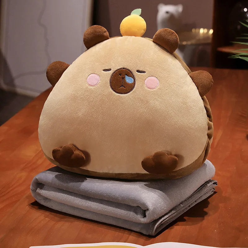 Cute Capybara Three-in-One Pillow Air Conditioned Blanket Naptime Sofa Cushion Women's Style Cartoon Anime Design Company Logo