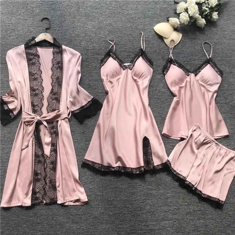 solid color sexy lace pajamas