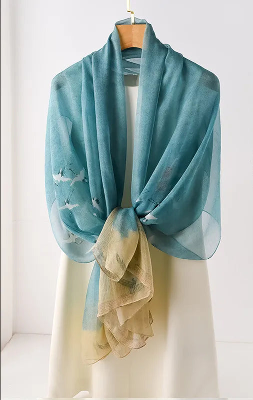 women's elegant geometric satin silk scarf