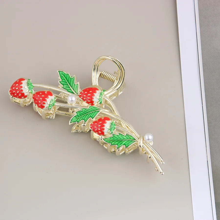 simple style New style sunflower tulip grain imitation pearl alloy inlay rhinestones hair claws