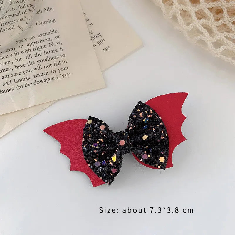 exaggerated funny halloween pattern pumpkin bow knot alloy cloth hair clip