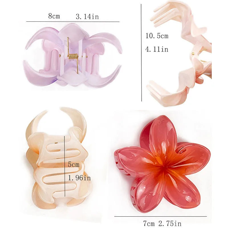Cute Women's Plumeria Plastic Resin Stoving Varnish Hair Claws