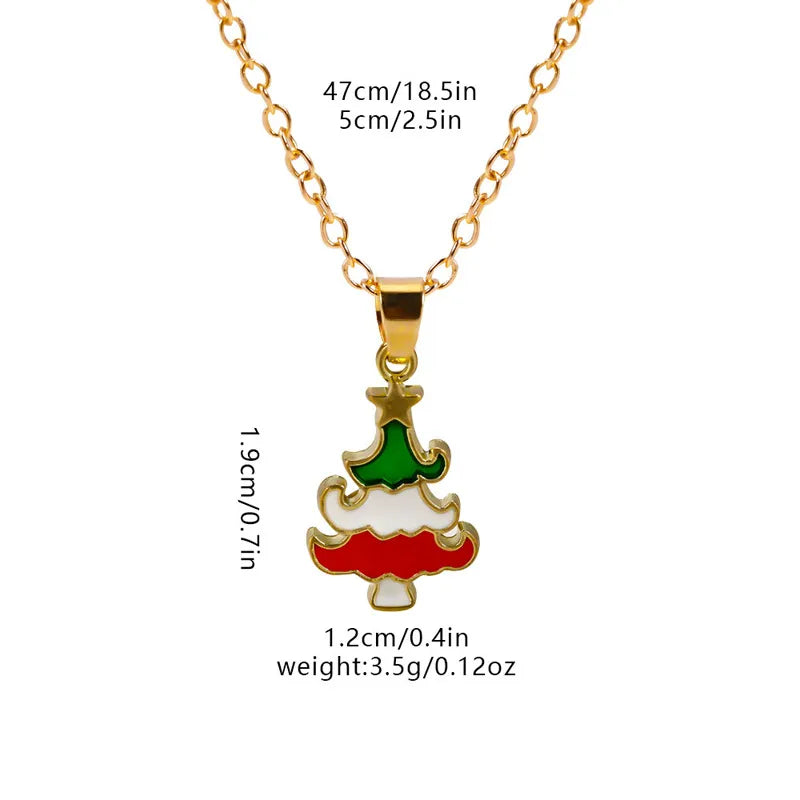 Christmas Elements Deer Santa Claus Alloy Pendant Necklace Christmas Socks Drop Oil Bell Pendant Best Friend Jewelry