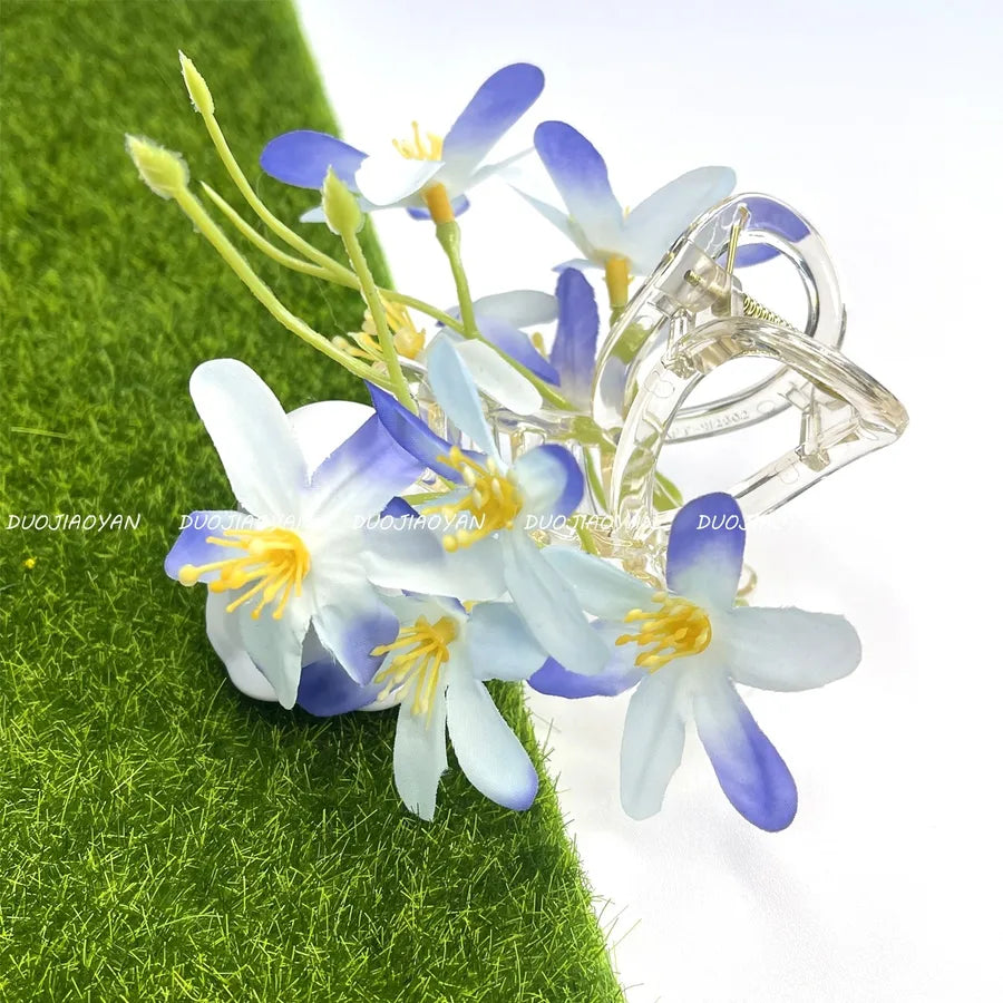 Pastoral Women's Flower Cloth Hair Claws