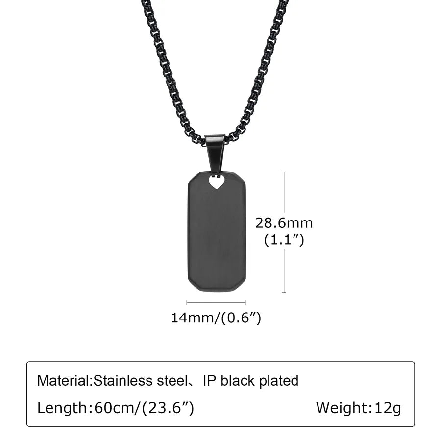 Casual Simple Style Streetwear Rectangle 201 Stainless Steel 304 Stainless Steel Men's Pendant Necklace
