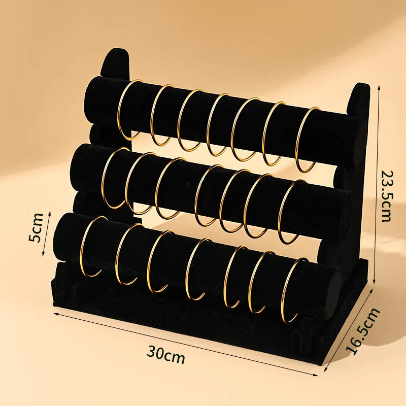 Flannel Three-Layer Bracelet Show Case Bracelet Bracelet Ornament Storage Rack Watch Stand Bracelet Display Stall Props