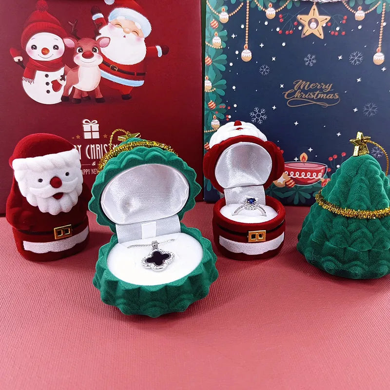 Christmas Eve Cartoon Mini Jewelry Box Ring Earrings Gift Box Fashion Composite Material Jewelry Packaging