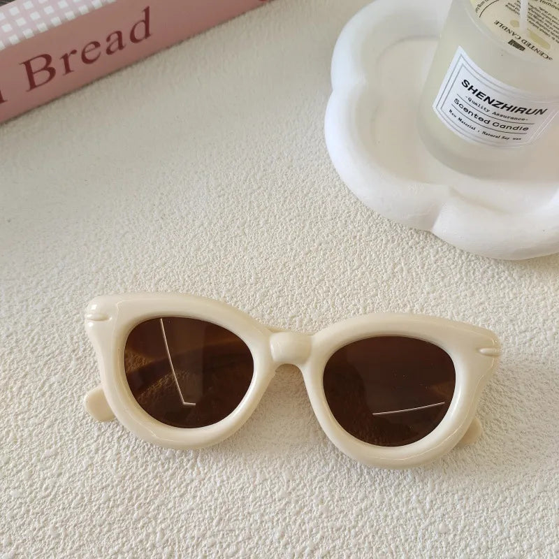 Sweet Simple Style Solid Color Resin Special-Shaped Mirror Full Frame Kids Sunglasses