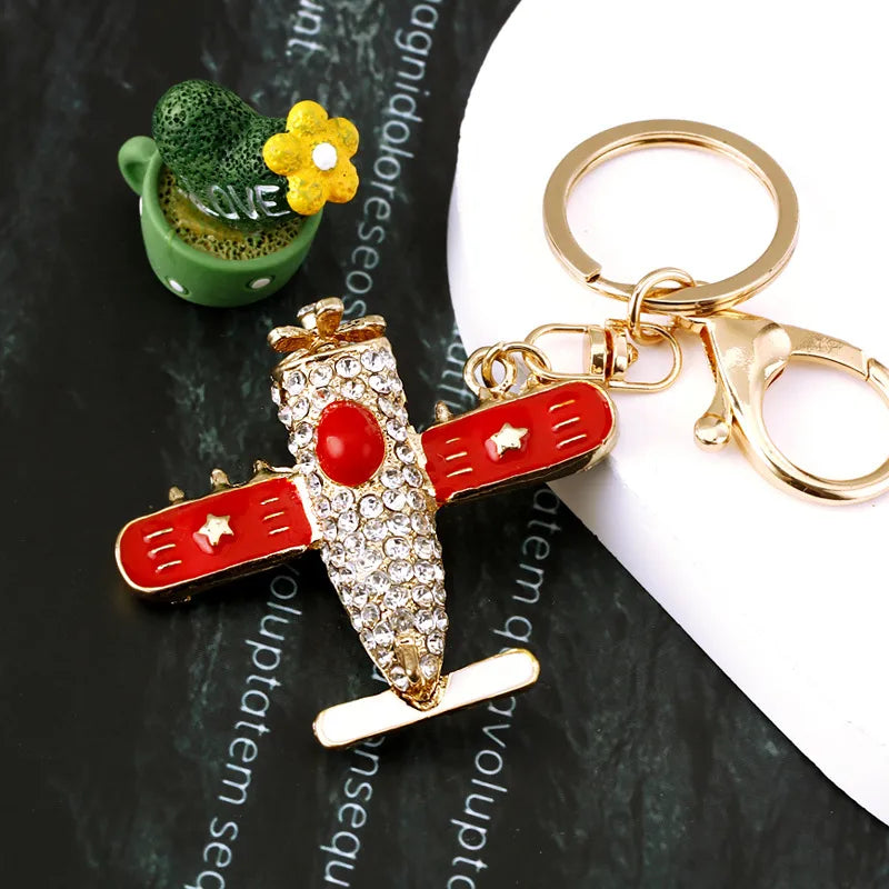 cute car metal diamond women's bag pendant keychain