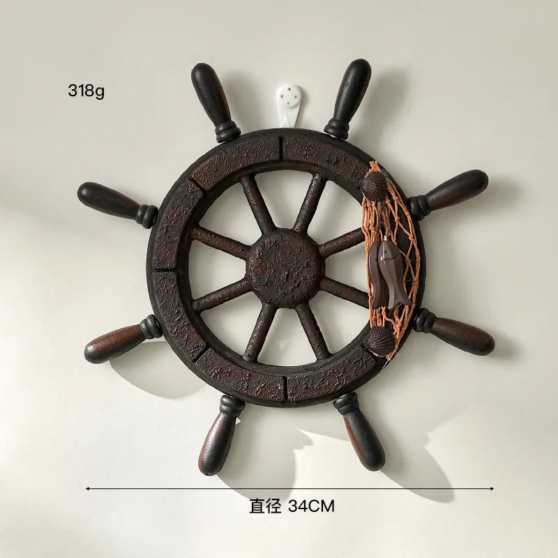Detachable Handle Mediterranean Sailor Home Wall Hanging Steering Wheel Decor Bar Wall Background Wooden Crafts