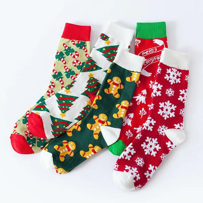 Christmas Cute Modern Style Unisex Christmas Tree Gingerbread Snowman Cotton Polyester Ankle Socks A Pair