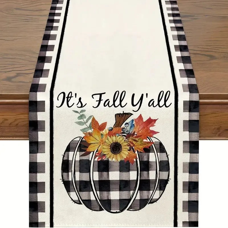 Halloween Thanksgiving Cute Pumpkin Lattice Polyester Table Runner