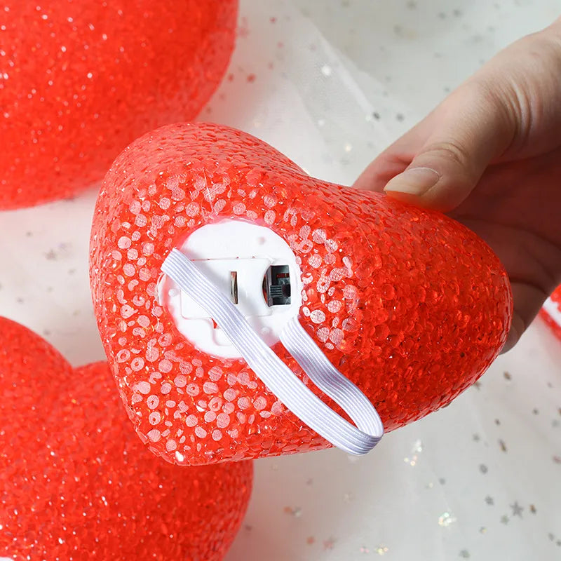 Hand-held love lamp chorus props red heart-shaped rice nightlight stage performance props wholesale