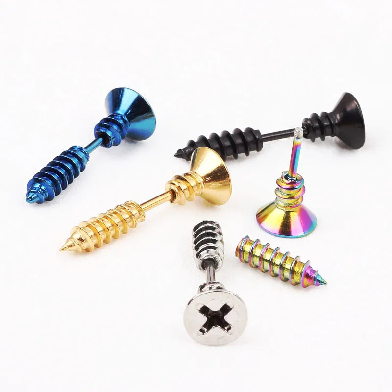 fashion solid color stainless steel ear studs 1 piece