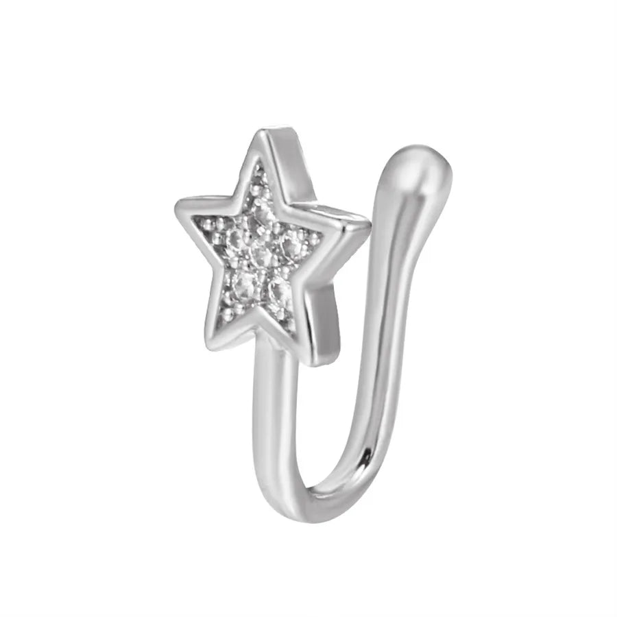 fashion creative copper perforation-free u-shaped nasal splint piercing butterfly flower snake-shaped fake nose studs