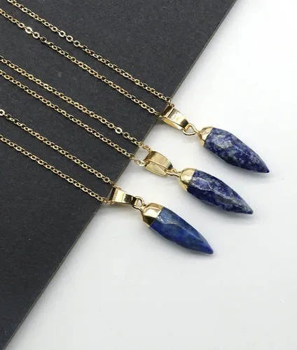 simple style chili natural stone polishing pendant necklace