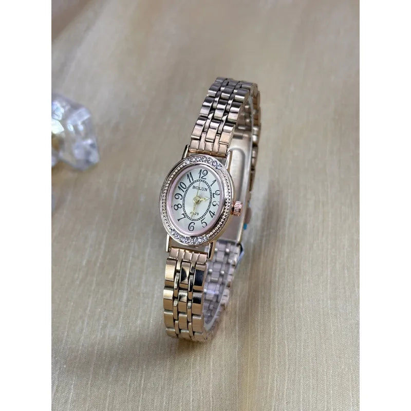 Watch Delicate Oval Disk Women's Retro Quartz Watch Bolun Watch Wholesale Little Red Book Mid-Ancient Small Golden Watch