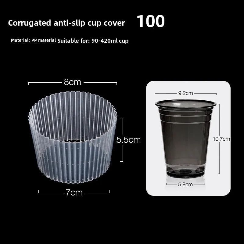 Horn flower disposable cup black plastic ice coffee cup PET cold drink Net red milk tea small black cup with lid