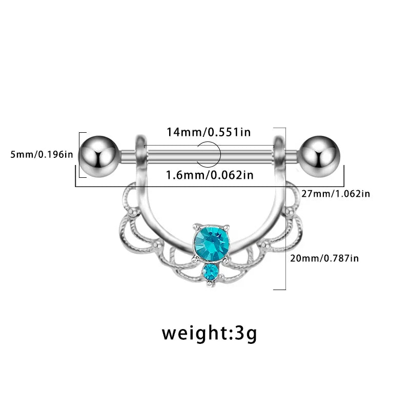 1 Piece Nipple Rings & Studs Hawaiian Sexy Tropical Heart Shape Floral Butterfly 316 Stainless Steel  Arylic Alloy Epoxy Plating Inlay Acrylic Rhinestones Zircon White Gold Plated nipple ring Nipple Rings & Studs