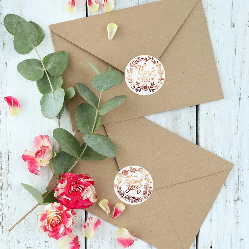 copper plate sticker white hot rose gold envelope seal food box thank you sticker