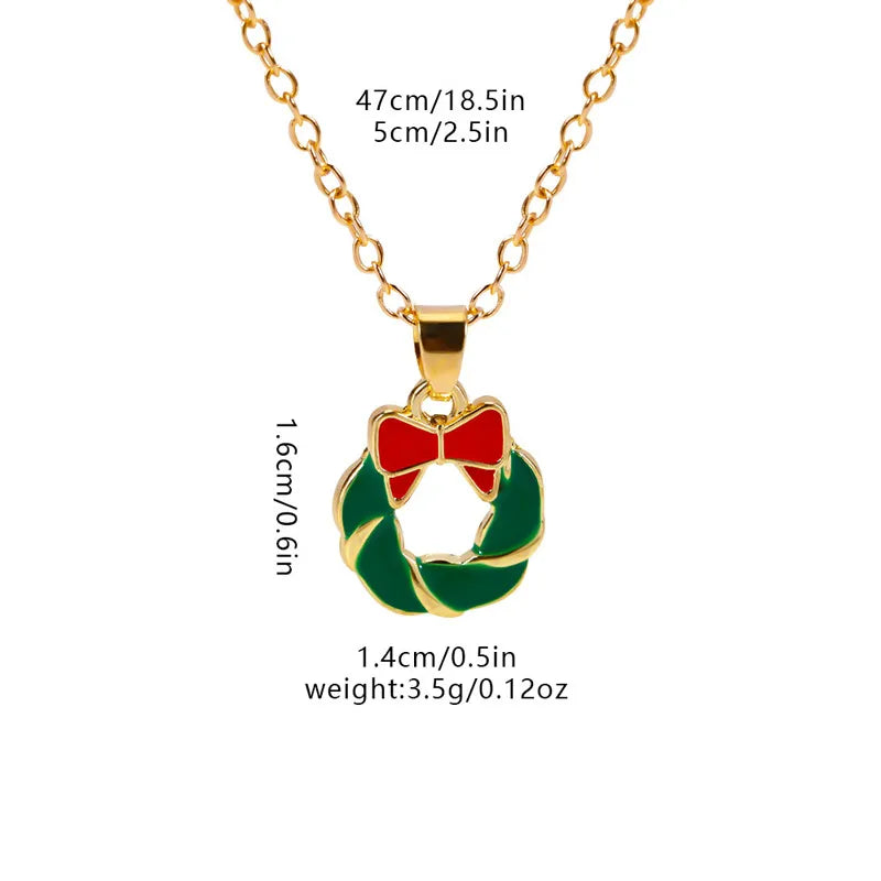 Christmas Elements Deer Santa Claus Alloy Pendant Necklace Christmas Socks Drop Oil Bell Pendant Best Friend Jewelry