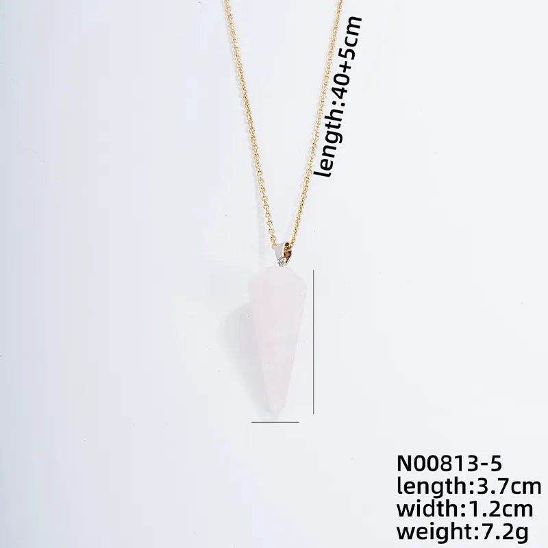 ig style handmade simple style geometric stainless steel natural stone pendant necklace