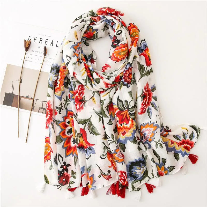 color flower print national wind cotton scarf scarves nhgd157609