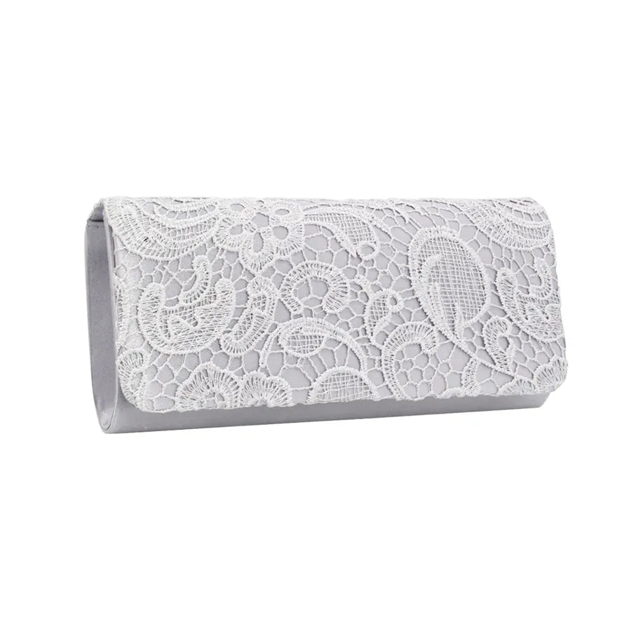 [new Style] Lace Floral Silk Ladies Clutch Bag Casual and Generous Evening Gift Bag Fashion Evening Bag