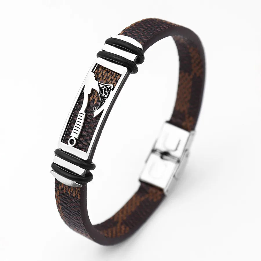 Retro Punk Animal rope Titanium Steel Plating Men's Bangle Men Cord & Leather Bracelets