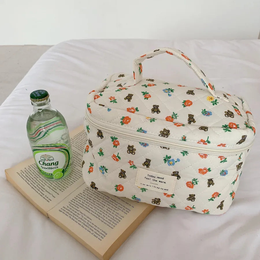 cute flower cotton oval makeup bags
