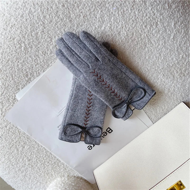Women's Basic Lady Simple Style Bow Knot Gloves